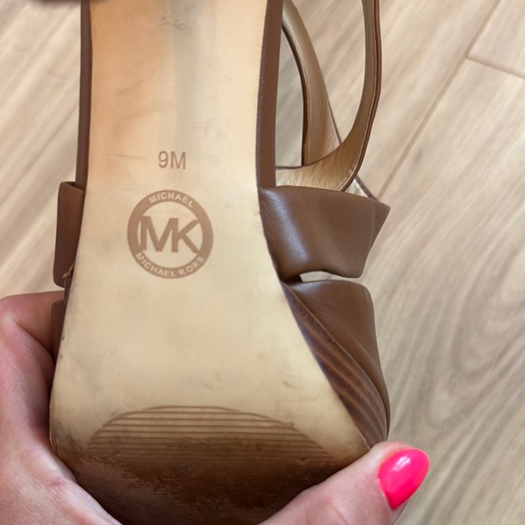 Michael Kors Camel Stiletto Peep-Toe Heels - Picture 2 of 7
